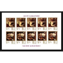 478 - Ajman MNH ** N° 271 / 276 B tableaux painting hunting Chiens dogs chasse feuilles sheets Non dentelé imperf