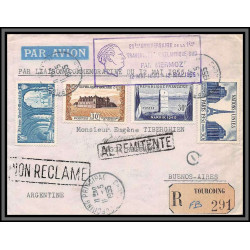 10230 25ème anniversaire traversée de l'atlantique sud mermoz 12/5/1955 buenos ayres argentina tourcoing lettre cover