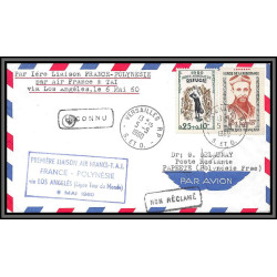 10246 1ère liaison aérienne directe par TAI france polynésie via los angeles tour du monde 5/5/1960 lettre cover France 