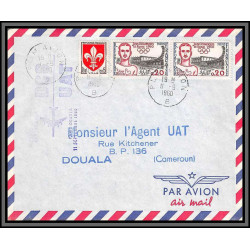 10257 N°1265 jean bouin olympics roma 1ère liaison par jetliner dc8 UAT PARIS johanesburg rsa 14/9/1960 lettre cover