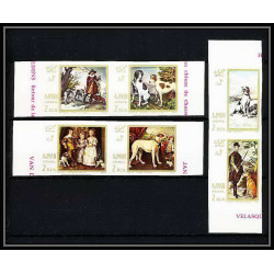 478a - Ajman MNH ** N° 271 / 276 B Tableau (Painting) hunting Chiens (chien dog dogs) Non dentelé imperf