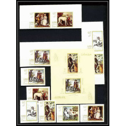 478c - Ajman MNH ** N° 271 / 276 B Bloc 38 Tableau (Painting) hunting Chiens chien dogs Non dentelé imperf