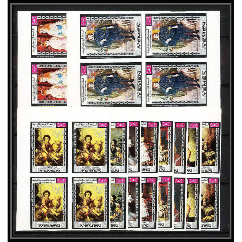 479c - Yemen kingdom MNH ** N° 594 / 603 B day of child Tableau (Painting) Non dentelé imperf Renoir bloc 4