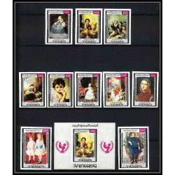 479d Yemen kingdom MNH ** N° 594 / 603 B bloc 134 day of child Tableau tableaux painting Non dentelé imperf Renoir