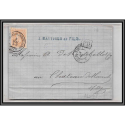 11068 N°33 bruxelles 1875 entete mathieu chateau de mousens nay lettre cover Belgique 