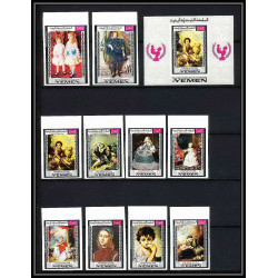 479e Yemen kingdom MNH ** N° 594 / 603 B bloc 134 day of child Tableau tableaux painting Non dentelé imperf Renoir