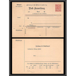 11483 Postanweisung entier stationery neuf tb carte postale postcard allemagne konigreich Wurtemberg 