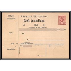11483 Postanweisung entier stationery neuf tb carte postale postcard allemagne konigreich Wurtemberg 