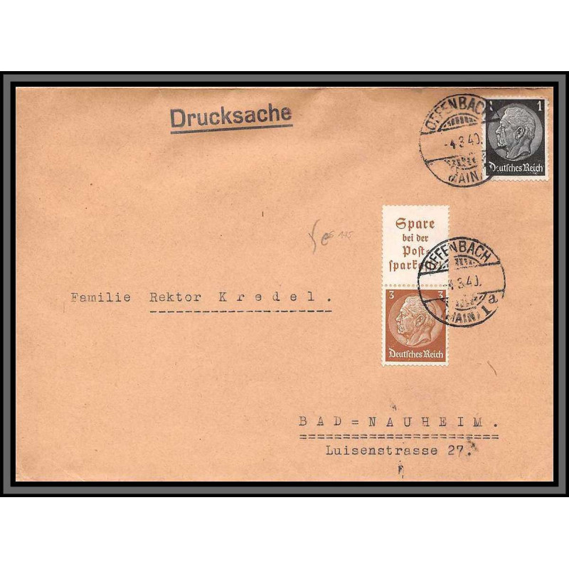11528 maréchal hindenburg Bad Nauheim offenbach 1940 lettre cover allemagne deutsches reich 