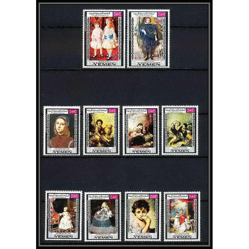 480a - Yemen kingdom MNH ** N° 594 / 603 A unicef day of child Tableau tableaux painting Renoir Vélasquez murillo 