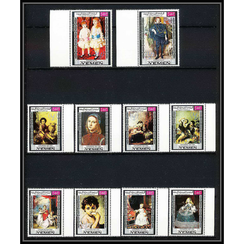480b - Yemen kingdom MNH ** N° 594 / 603 A unicef day of child Tableau tableaux painting Renoir Vélasquez murillo 