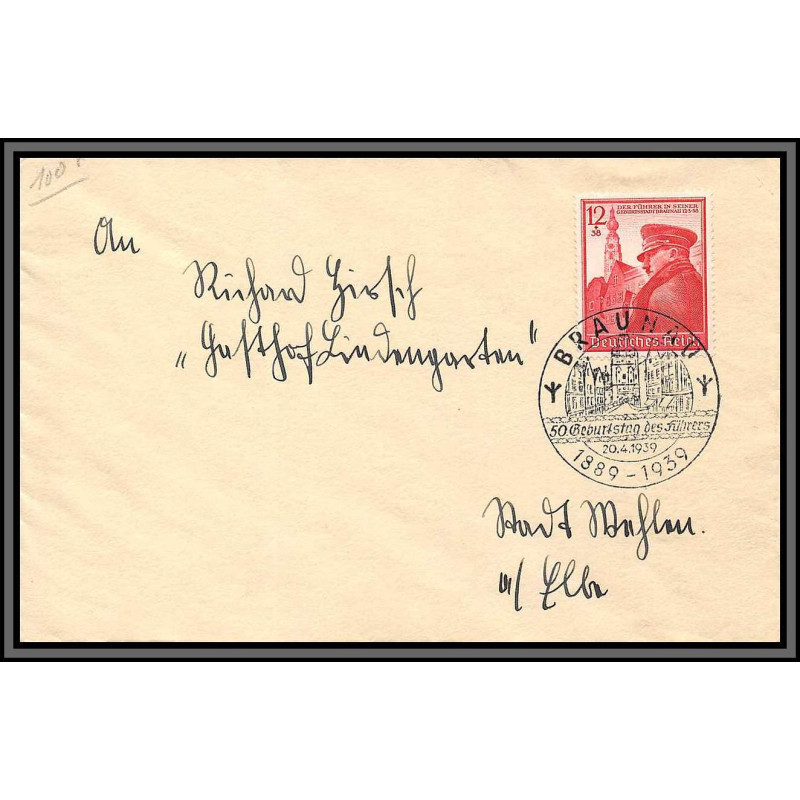 11657 N°634 hitler Braunau 20/4/1939 lettre cover allemagne deutsches reich 