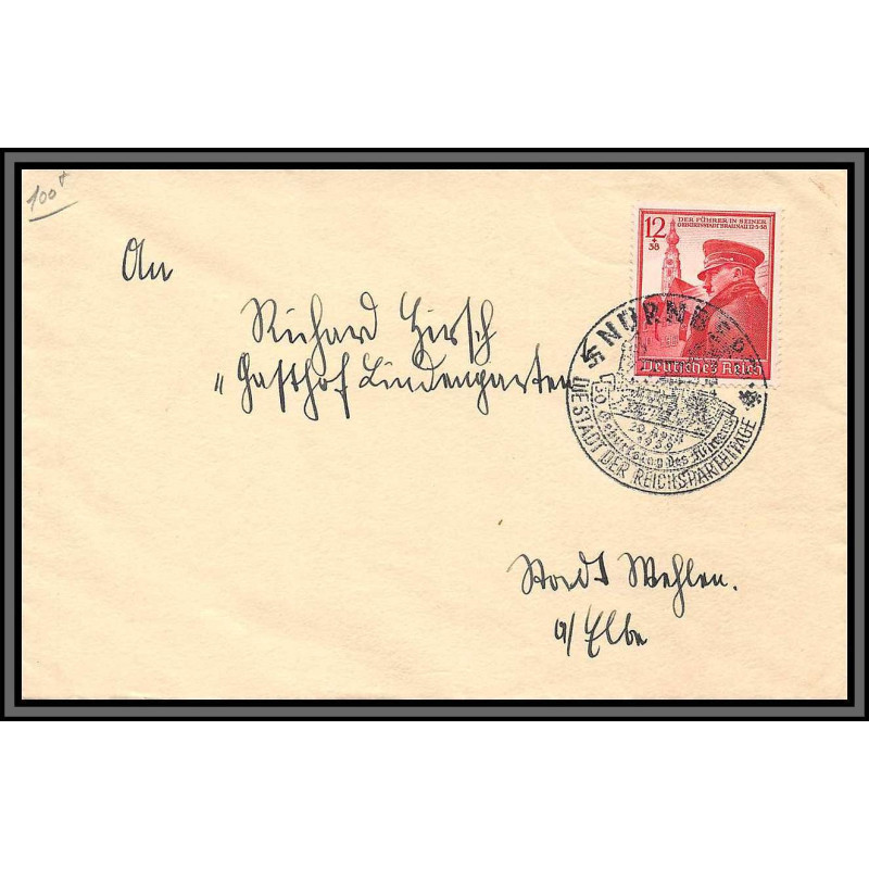 11658 N°634 hitler nurnberg Nuremberg 20/4/1939 lettre cover allemagne deutsches reich 