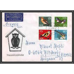 11659 oiseaux (birds) 1973 par avion owl fdc lettre cover allemagne germany ddr 