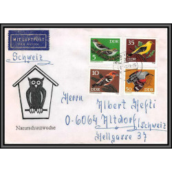 11659 oiseaux (birds) 1973 par avion owl fdc lettre cover allemagne germany ddr 