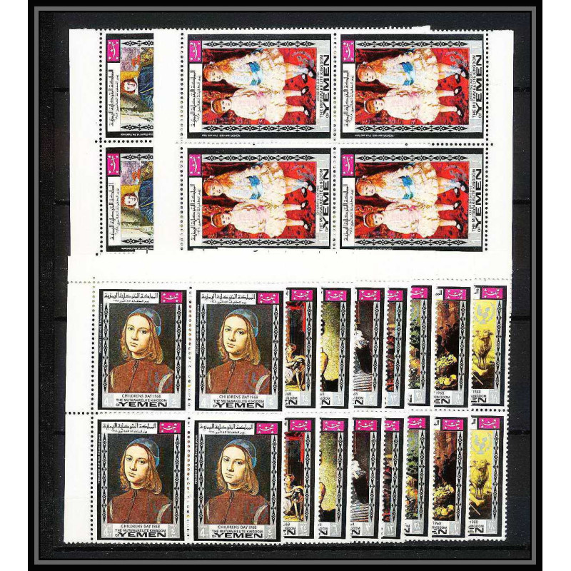 480d - Yemen kingdom MNH ** N° 594 / 603 A unicef day of child Tableau tableaux painting Renoir Vélasquez murillo Bloc 4