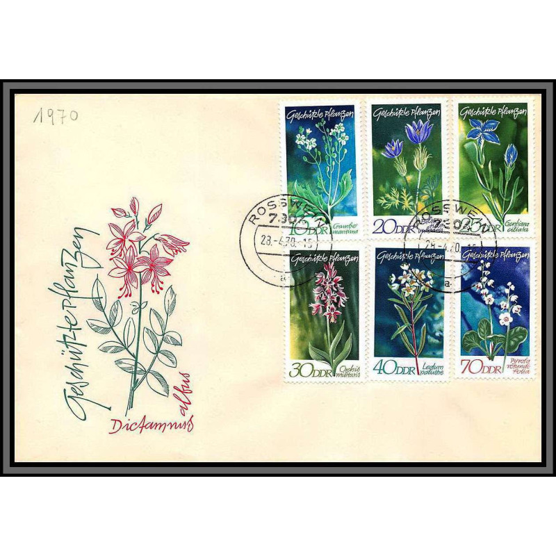 11666 fleur flowers flower fleurs 23/4/1979 rosswein fdc lettre cover allemagne germany ddr 