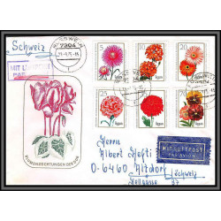 11668 fleur flowers flower fleurs recommandé pour la suisse rosswein 19/5/1975 fdc lettre cover allemagne germany ddr 