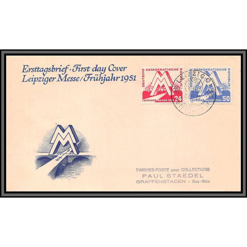 11669 N°33/34 leipziger messe 1951 fdc lettre cover allemagne germany ddr 