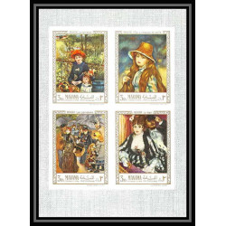 482b - Manama MNH ** N° 56 / 61 A + bloc N° 4Tableau (Painting) Terbrugghen Renoir Coin de feuille