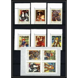 482b - Manama MNH ** N° 56 / 61 A + bloc N° 4Tableau (Painting) Terbrugghen Renoir Coin de feuille