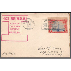 12003 lot de 4 couleurs first anniversary CAM 30 interstate airlines 1/12/1929 premier vol first flight lettre airmail