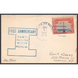 12003 lot de 4 couleurs first anniversary CAM 30 interstate airlines 1/12/1929 premier vol first flight lettre airmail