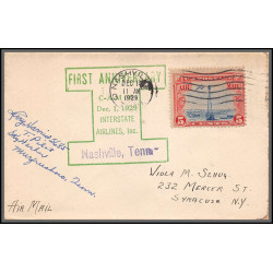 12003 lot de 4 couleurs first anniversary CAM 30 interstate airlines 1/12/1929 premier vol first flight lettre airmail