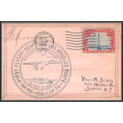 12017 signé signed springfield missouri texas 25/10/1930 premier vol first flight new york los angélès cam 34 lettre