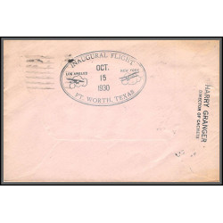 12021 fort worth 15/10/1930 premier vol first flight route 33 southern transcontinental lettre airmail cover usa 