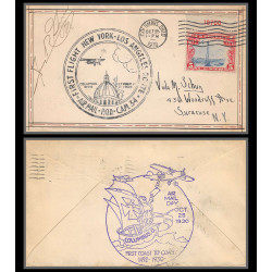 12024 signé signed colombus 25/10/1930 premier vol first flight new york los angélès cam 34 lettre airmail cover usa 