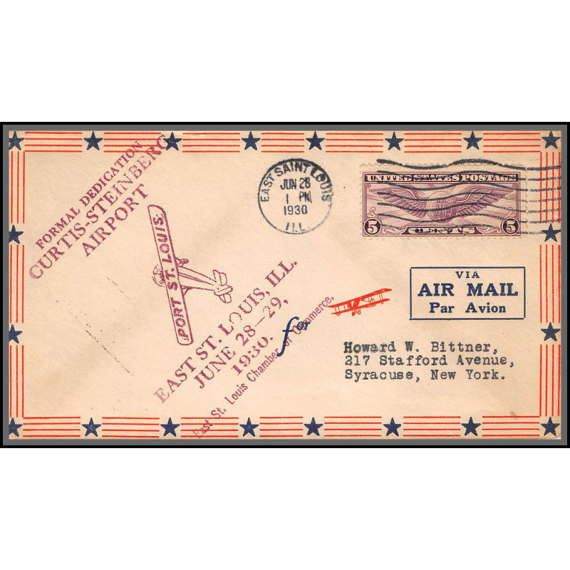 12044 formal dedication Curtis steinberg airport east saint louis 28-29/6/1930 premier vol first flight lettre airmail