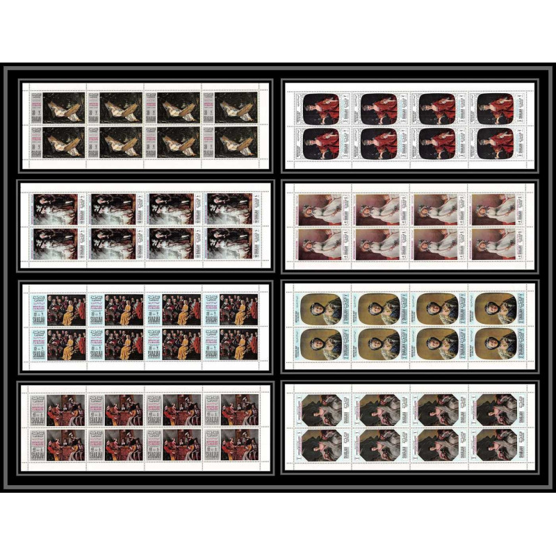 483 - Sharjah MNH ** N° 426 / 433 A Tableau (Painting)s) mother's day Thomas Gainsborough feuilles sheets