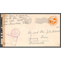 12176 censure us army examiner 2/8/1946 flight airmail entier stationery usa aviation