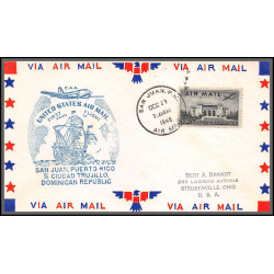 12199a fam 59 san juan porto rico to Ciudad Trujillo dominican republic 27/12/1948 premier vol first flight lettre 