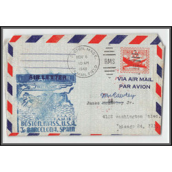 12200 lot de 3 fam 18 new york barcelona espagne spain 8/11/1948 premier vol first flight airmail stationery entier usa 