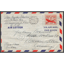 12209 columbus to bremen germany 25/3/1949 premier vol first flight airmail stationery entier usa aviation