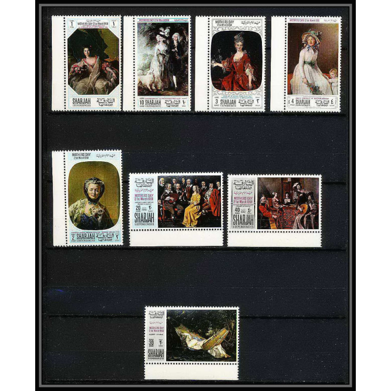 483a - Sharjah MNH ** N° 426 / 433 A Tableau (Painting) mother's day Gainsborough - courbet - le nain - david 