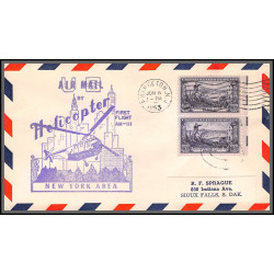 12232 am 3 helicopter princeton 8/6/1953 premier vol first flight lettre airmail cover usa aviation