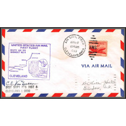 12243 signed signé am 88 cleveland 15/4/1953 premier vol first flight lettre airmail cover usa aviation