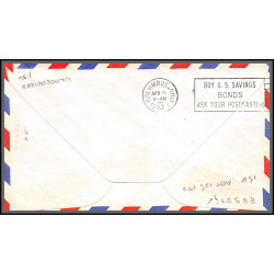 12243 signed signé am 88 cleveland 15/4/1953 premier vol first flight lettre airmail cover usa aviation