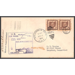 12244 signed signé am 88 columbus 15/4/1953 premier vol first flight lettre airmail cover usa aviation