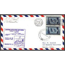 12250 signed signé am 88 mansfield 15/4/1953 premier vol first flight lettre airmail cover usa aviation