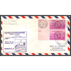12251 signed signé am 88 mansfield 15/4/1953 premier vol first flight lettre airmail cover usa aviation