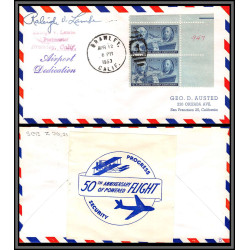 12260 signed signé dedication branley airport 12/4/1953 premier vol first flight lettre airmail cover usa aviation