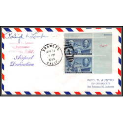 12260 signed signé dedication branley airport 12/4/1953 premier vol first flight lettre airmail cover usa aviation
