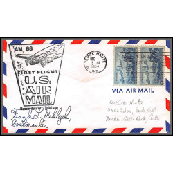 12285 signed signé am 88 terre haute 1/12/1954 premier vol first flight lettre airmail cover usa aviation