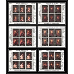 484 - Yemen kingdom MNH ** N° 278 / 283 A OR (gold) Rembrandt (Nederland) feuilles (sheets (tableaux painting) amphilex 