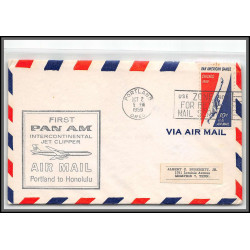 12314 portland to honolulu 2/10/1959 premier vol first pan am jet clipper flight lettre airmail cover usa