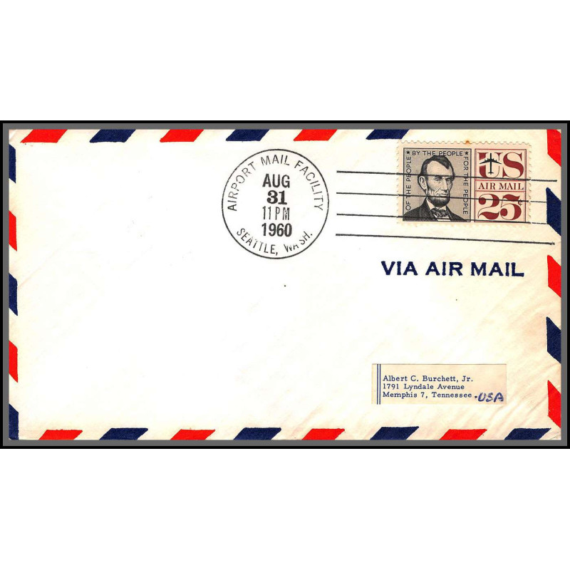 12382 seattle to Naha japan 31/8/1960 premier vol first flight lettre airmail cover usa aviation